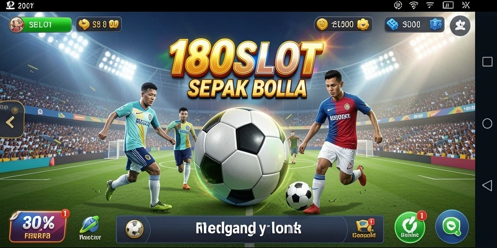 Gameplay 180SLOT yang menampilkan simbol sepak bola yang menarik.