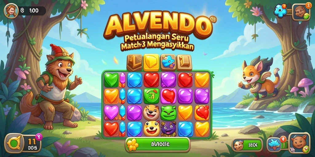 Tampilan gameplay Match-3 yang seru dari ALVENDO.