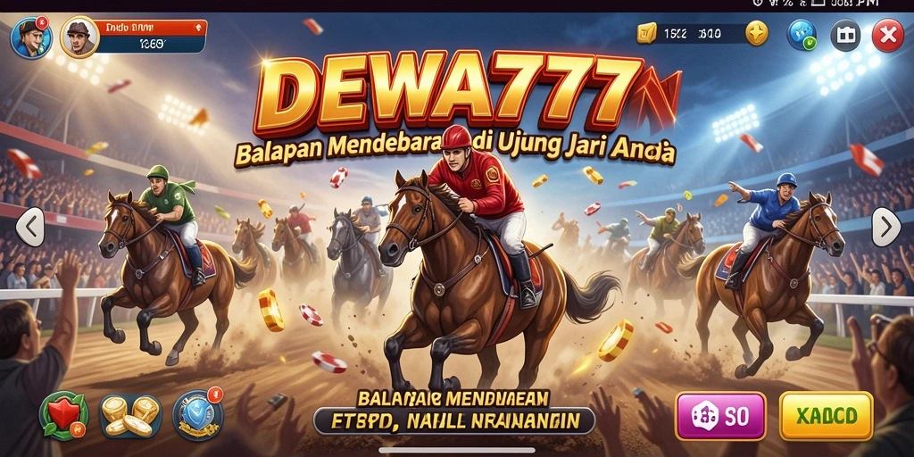 Tampilan gameplay menegangkan DEWA777 saat balapan berlangsung.