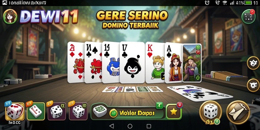 Tampilan gameplay seru DEWI11 dengan berbagai mode permainan domino.