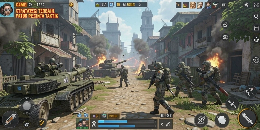 Tampilan menarik dari gameplay strategi F32 yang mendebarkan.