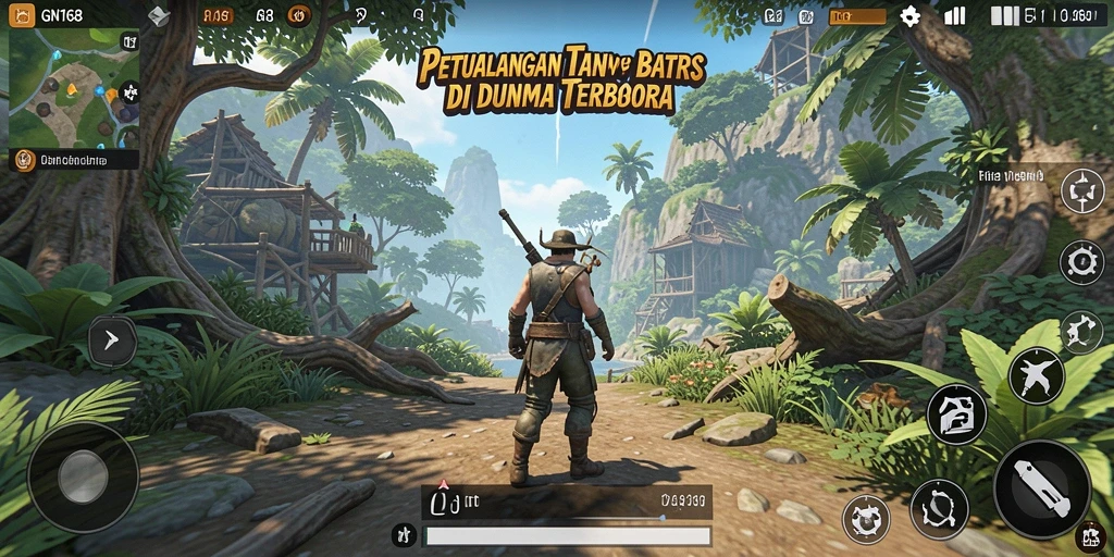 Screenshot gameplay GN168 yang menunjukkan petualangan mendebarkan di dunia terbuka.