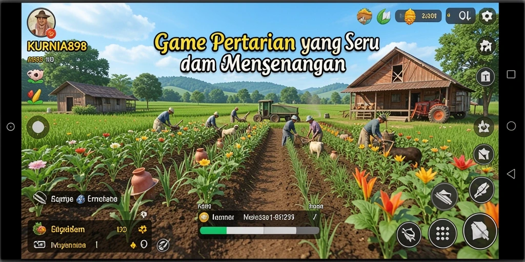 Gameplay KURNIA898 yang menampilkan aksi bertani yang seru dan menarik.