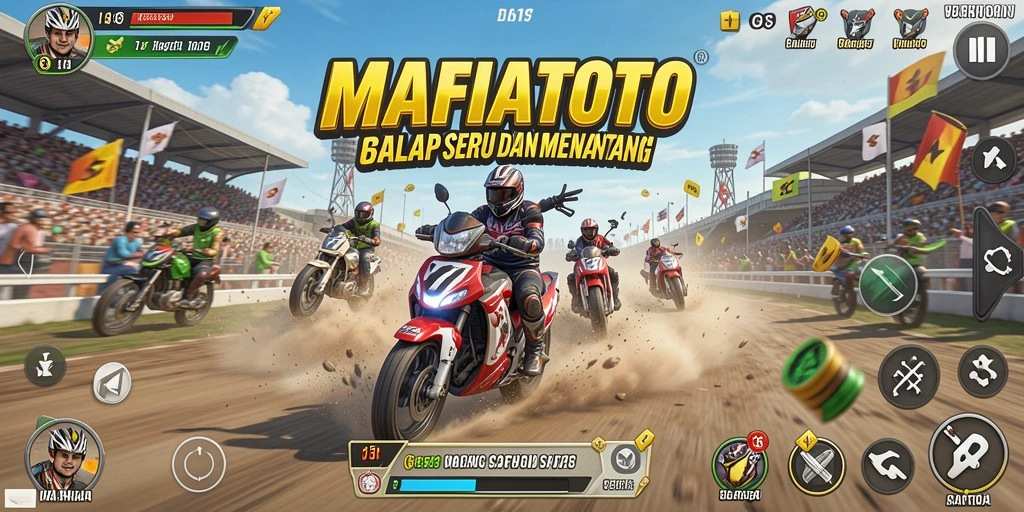 Screenshot gameplay MAFIATOTO yang menampilkan aksi balap mendebarkan.