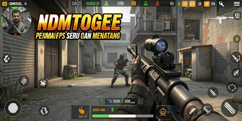 Screenshot gameplay NDMTOGEL menampilkan aksi tembak-menembak yang mendebarkan.
