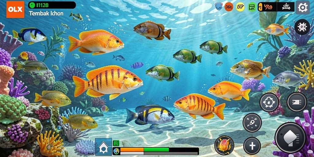 Tangkapan layar gameplay Tembak Ikan yang menyenangkan di OLX128.