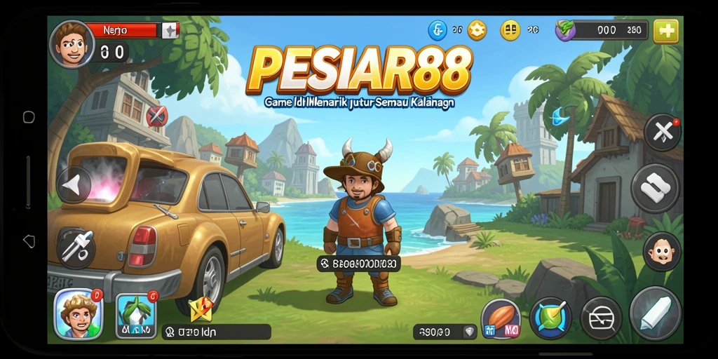 Screenshot utama PESIAR88 menampilkan gameplay santai dan interaktif.
