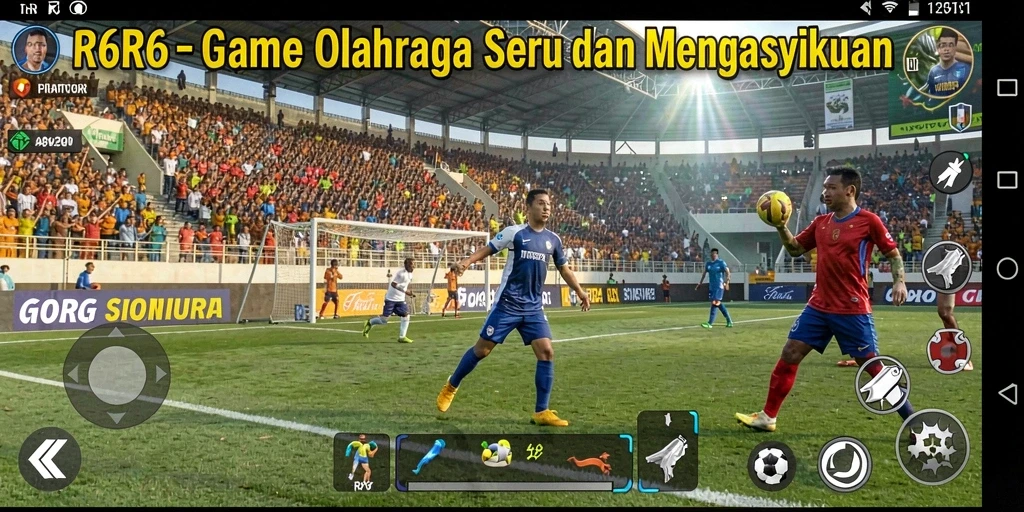Tangkapan layar R6R6 menampilkan aksi intens dalam permainan olahraga yang menegangkan.
