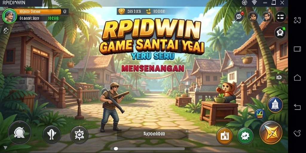 Tangkapan layar gameplay RPIDWIN menampilkan suasana santai dan penuh warna.