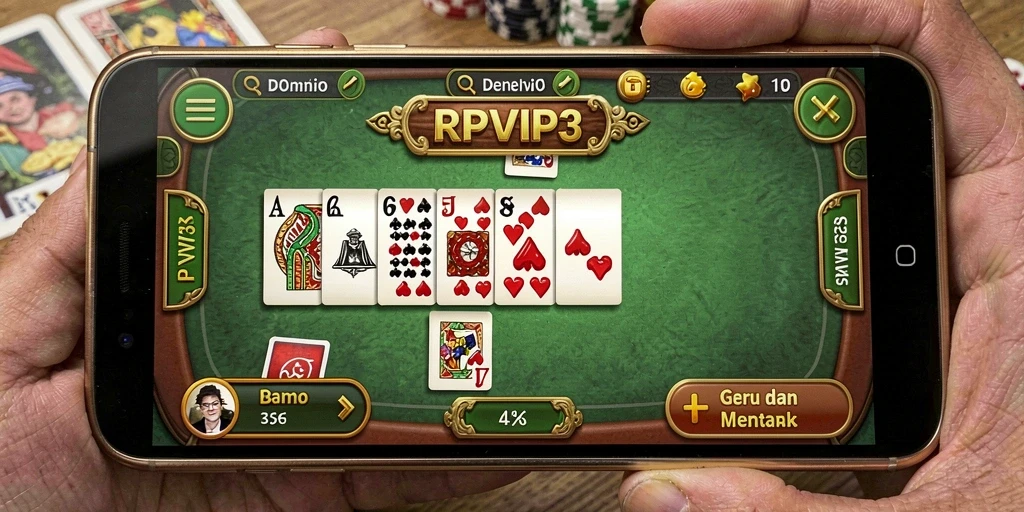 Tampilan gameplay seru di RPVIP3 menampilkan aksi Domino mendebarkan.