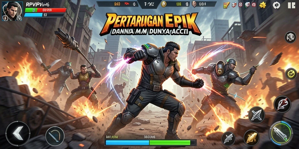 Screenshot gameplay RPVIP6 yang menampilkan tindakan penuh adrenalin.