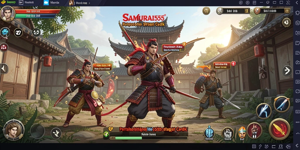 Tangkapan layar gameplay SAMURAI555 menampilkan aksi seru Tower Defense.