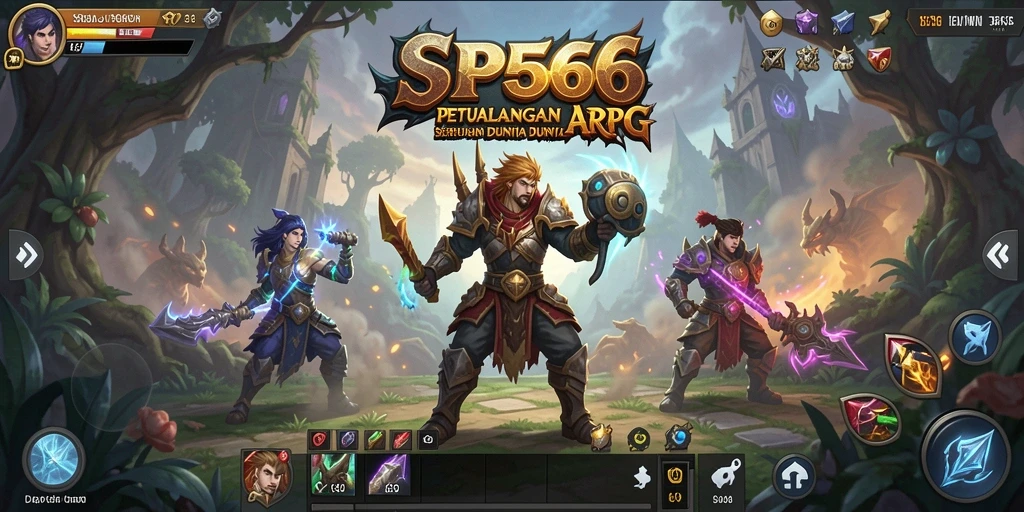 Screenshot SP666 menampilkan aksi bertarung di dunia ARPG yang epik.