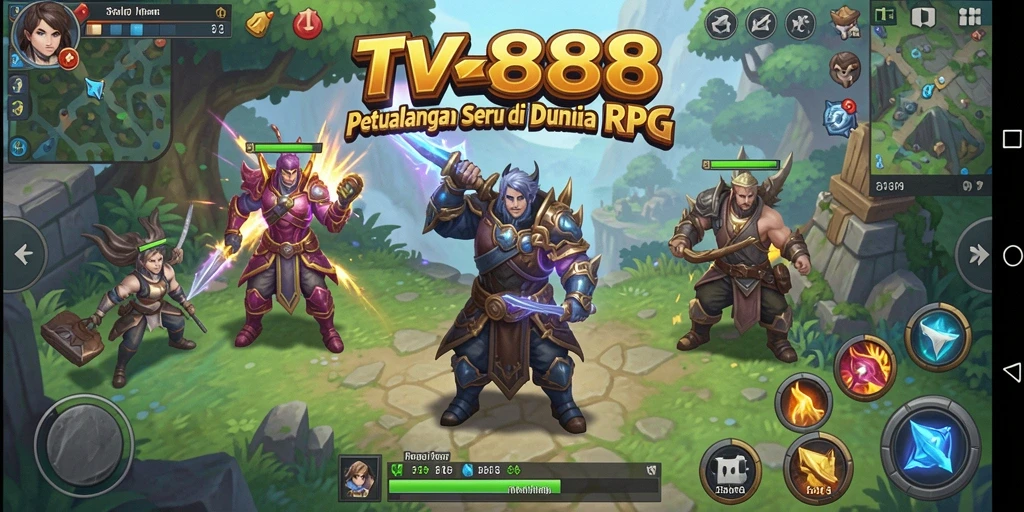 Tangkapan layar utama dari gameplay TV888 menampilkan aksi seru dalam pertempuran RPG.